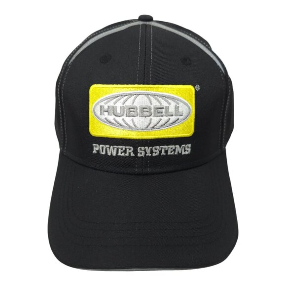 Hubbell Power Systems Strapback Cap Trucker Baseball Embroidered Patch Hat Black - Picture 1 of 13